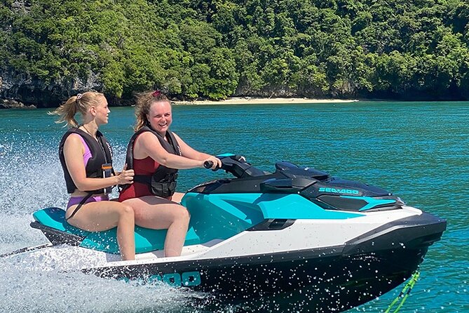 Langkawi Jet Ski Tour Silver Package with Free Drone Video - Riding from Cenang Beach toward the islands