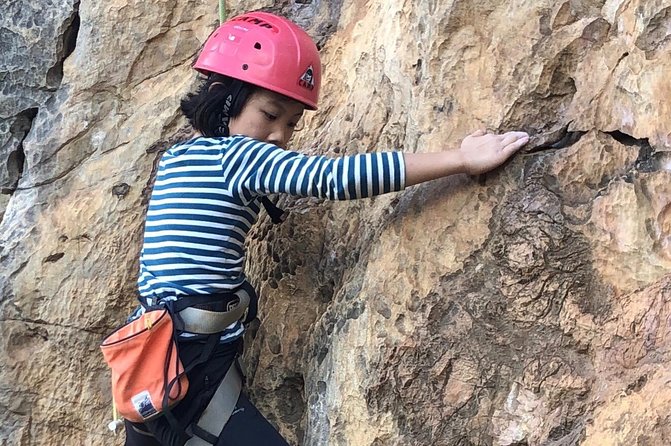 Rock Climbing guiding, top rope climbing includes full climbing gears and shoe. - Getting fitted with shoes and climbing gear